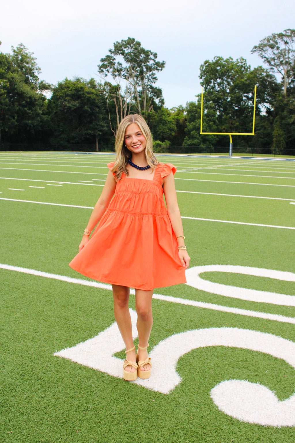 Orange Flutter Sleeve Dress