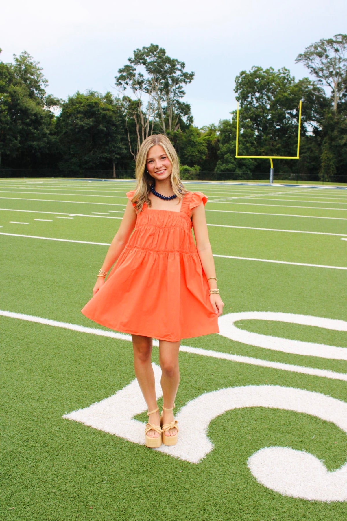 Orange Flutter Sleeve Dress
