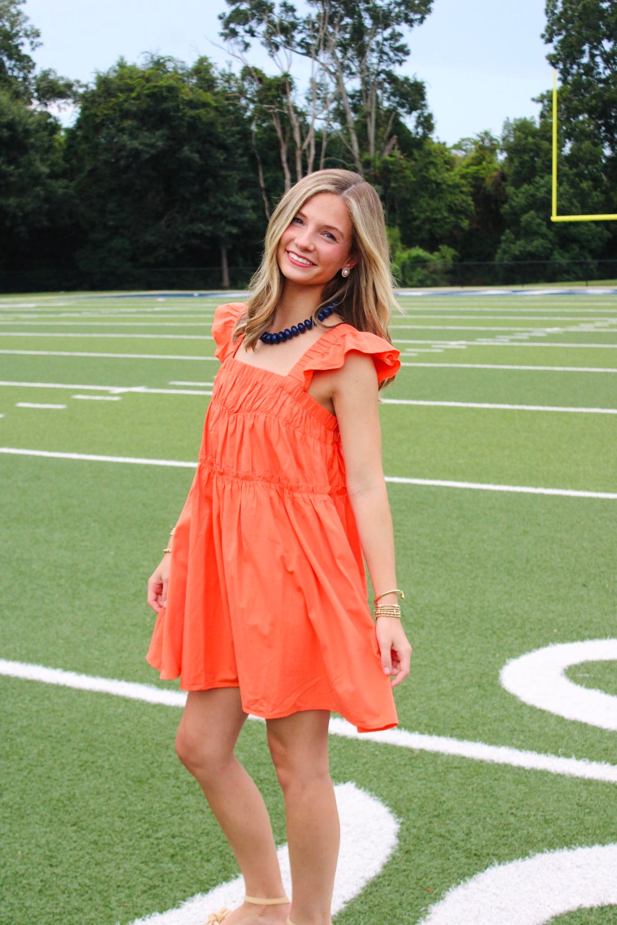 Orange Flutter Sleeve Dress
