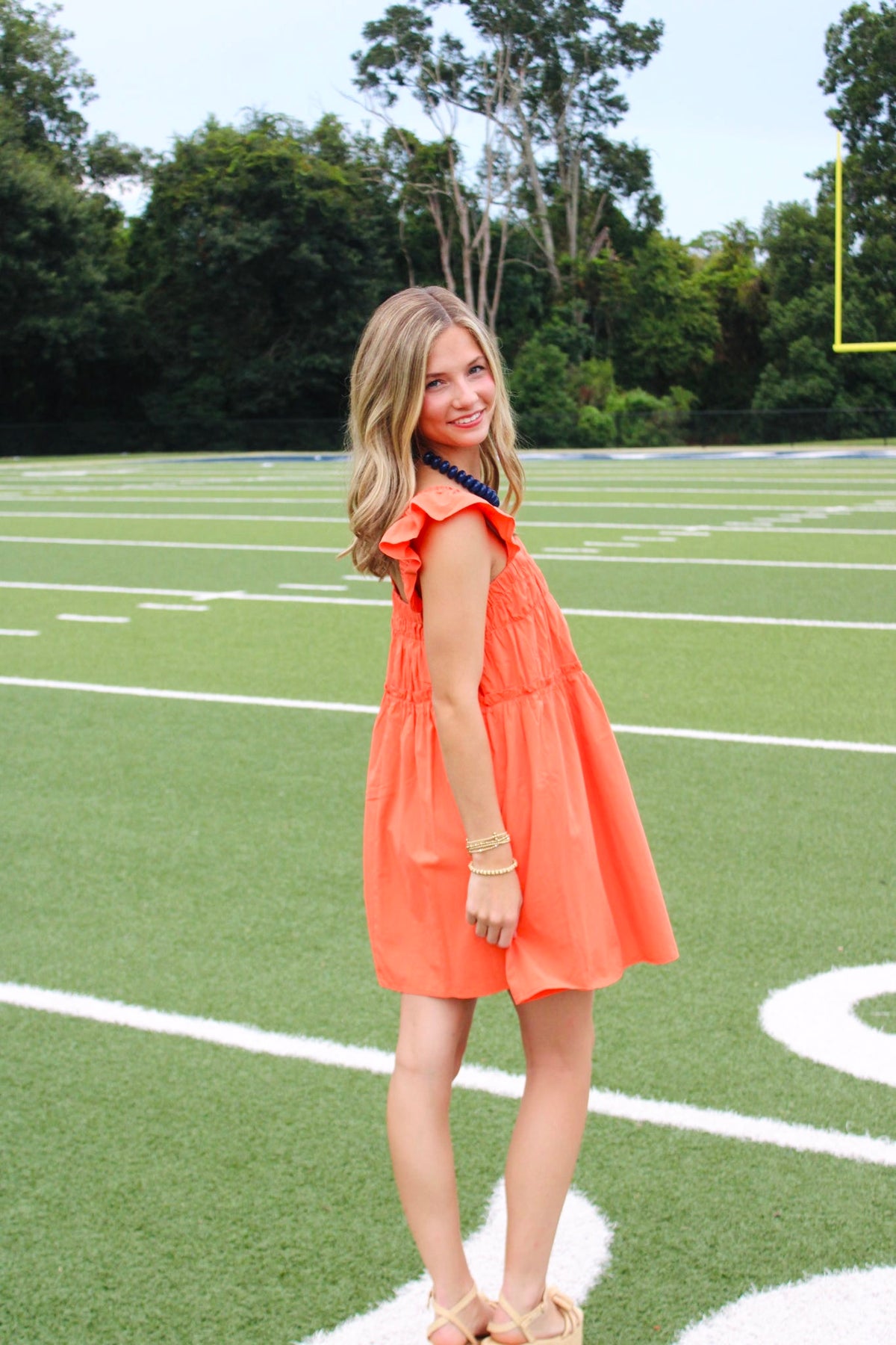 Orange Flutter Sleeve Dress