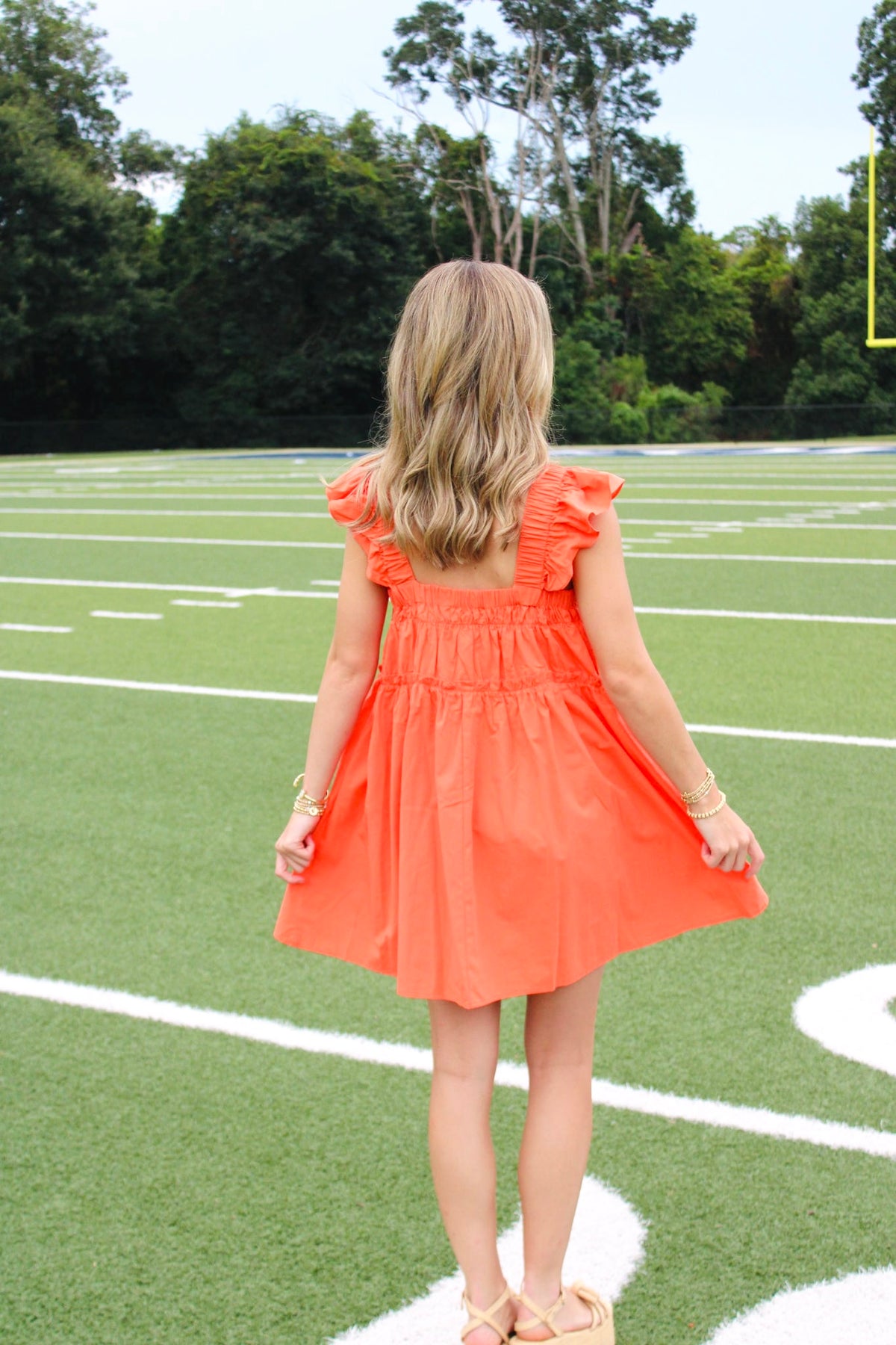 Orange Flutter Sleeve Dress