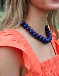 Navy Chunky Beaded Necklace