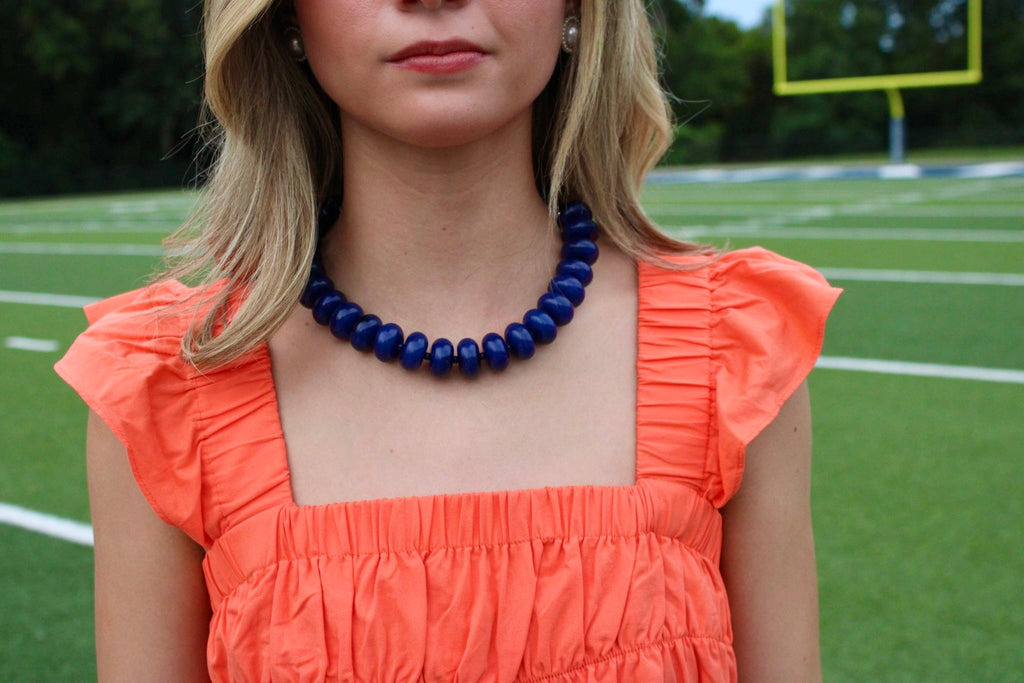 Navy Chunky Beaded Necklace