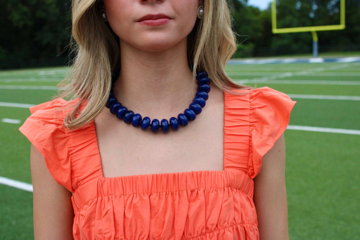 Navy Chunky Beaded Necklace
