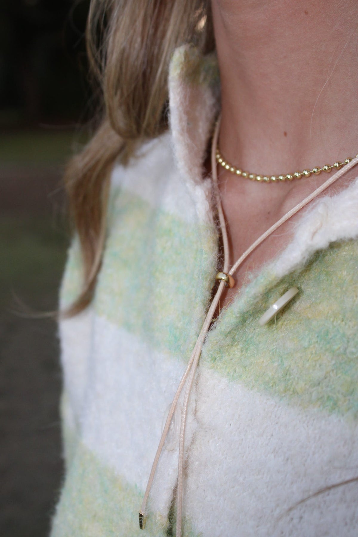 Beige cord necklace