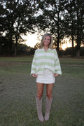 Green & Cream Color Block Sweater
