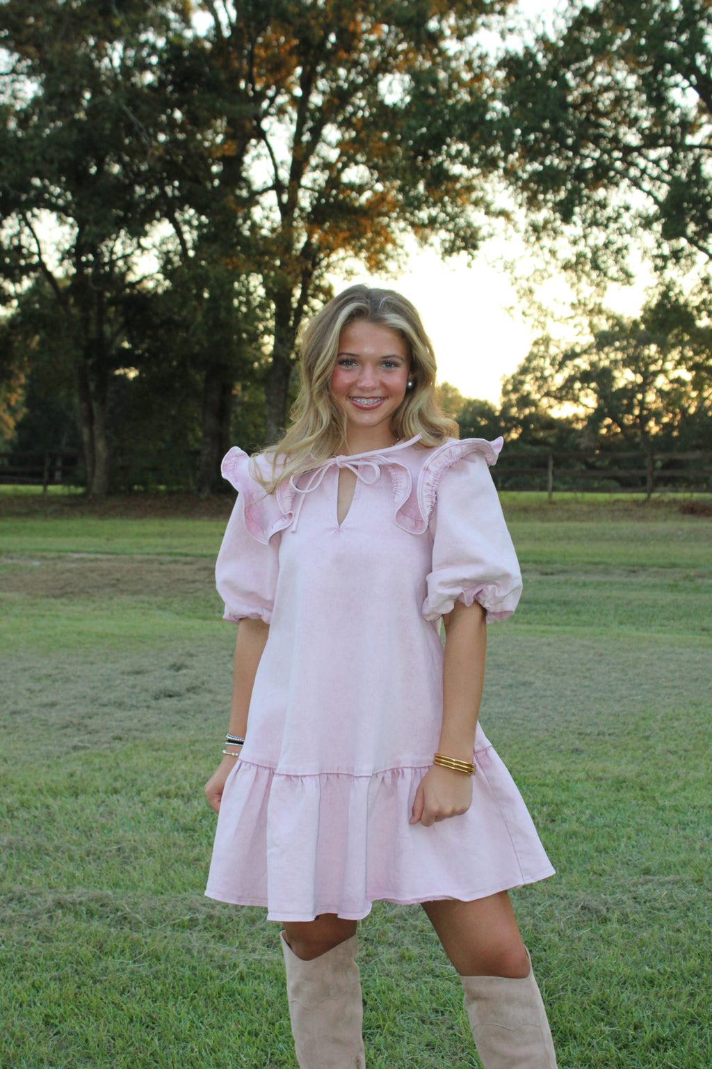 Pink denim Dress
