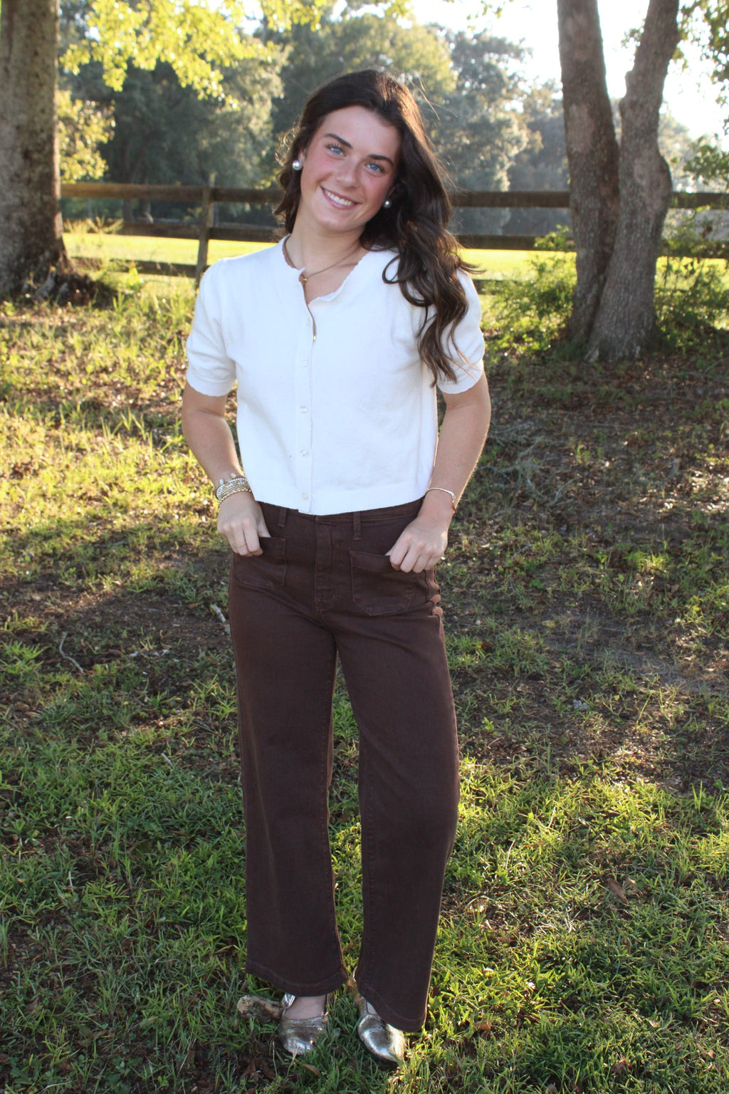 Brown Front Pocket Jeans