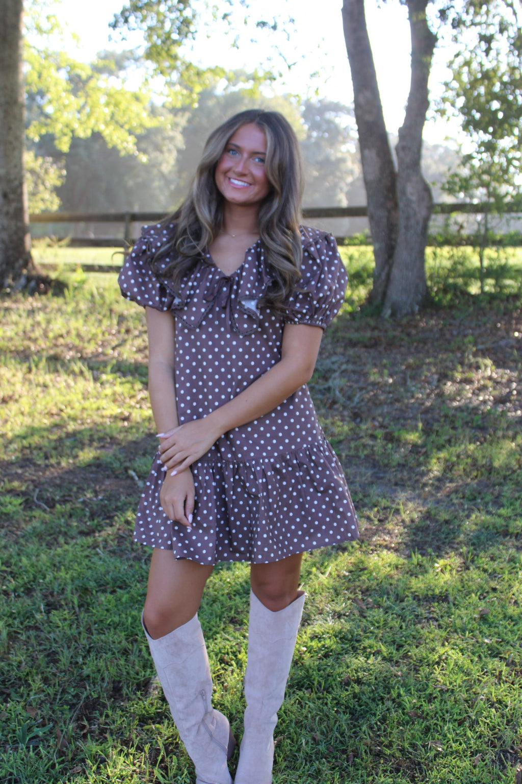 Brown Polka dot Dress