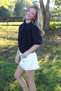 Cream Denim Mini Skort