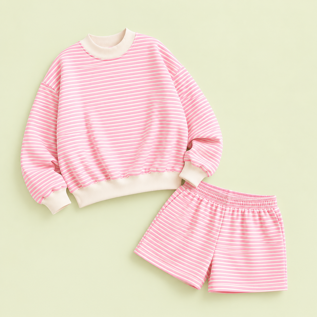 Pink Striped Oversized Mock Neck Set (Pre-Order) est. shipping 9/20/26