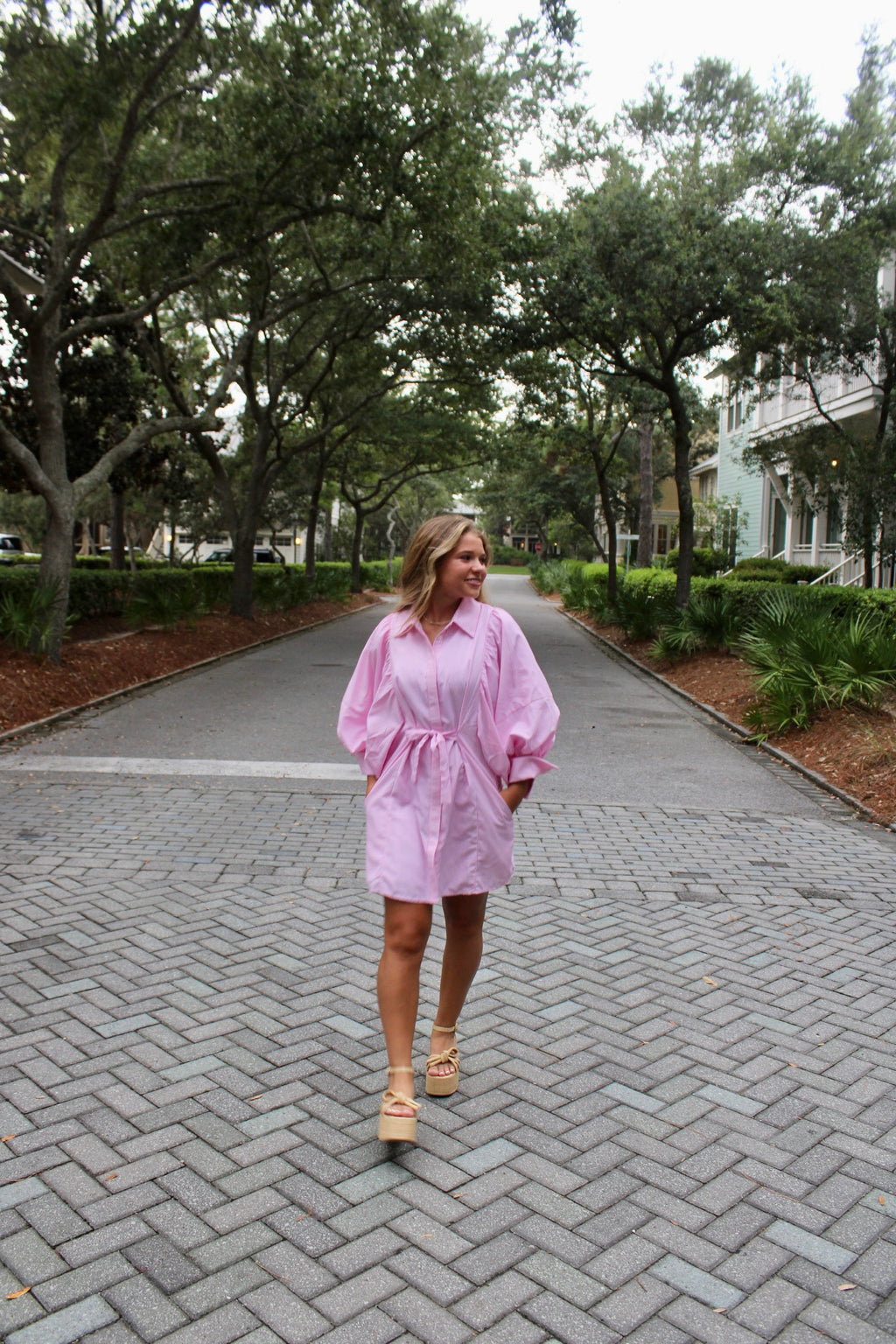 Pink Pinstripe Mini Dress