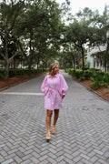 Pink Pinstripe Mini Dress