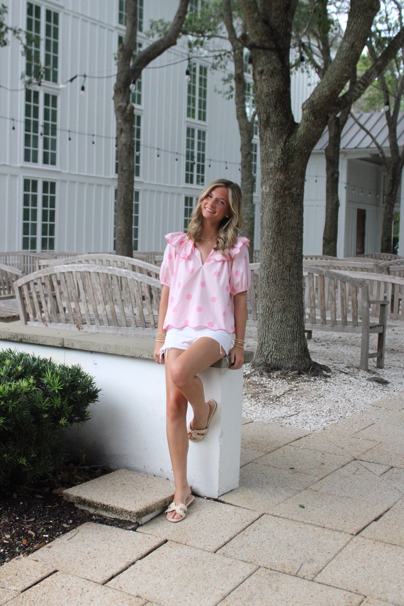 Pink Polka Dot Top