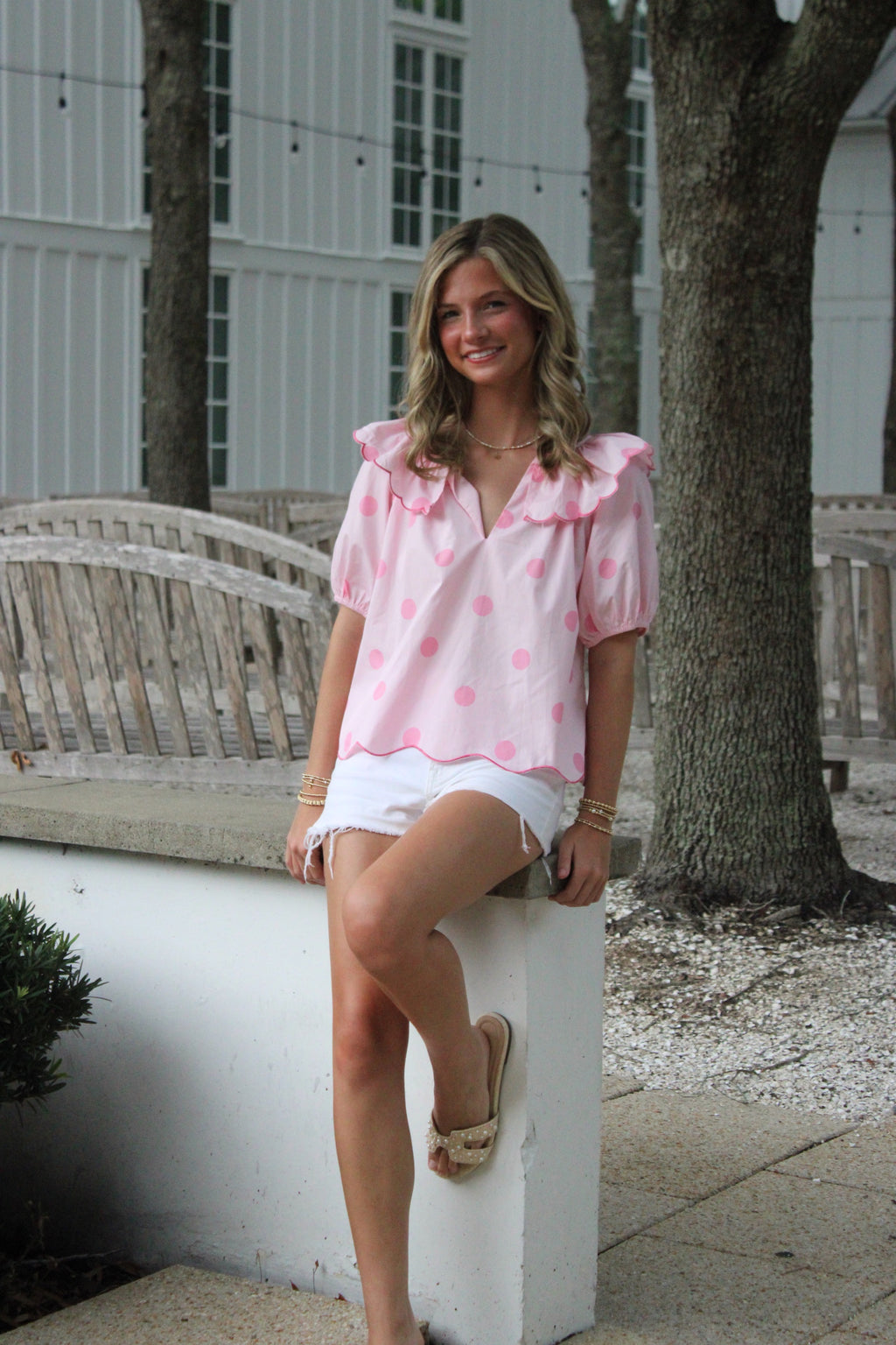 Pink Polka Dot Top