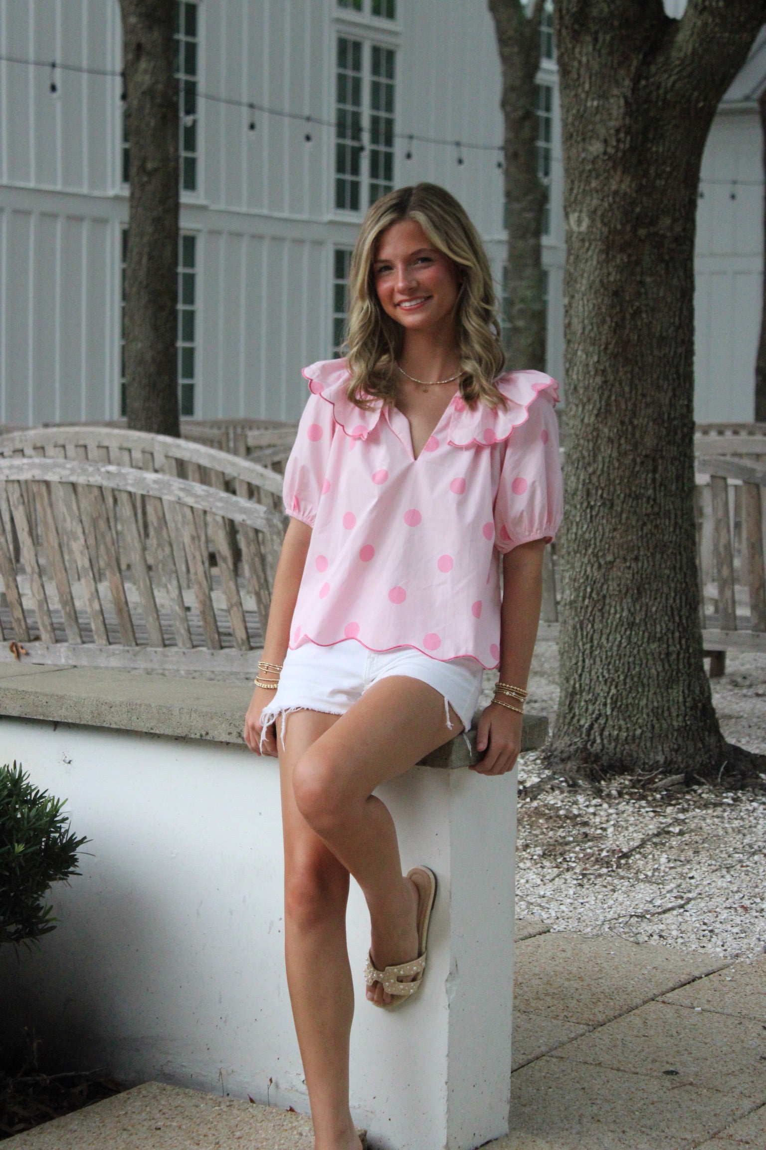 Pink Polka Dot Top