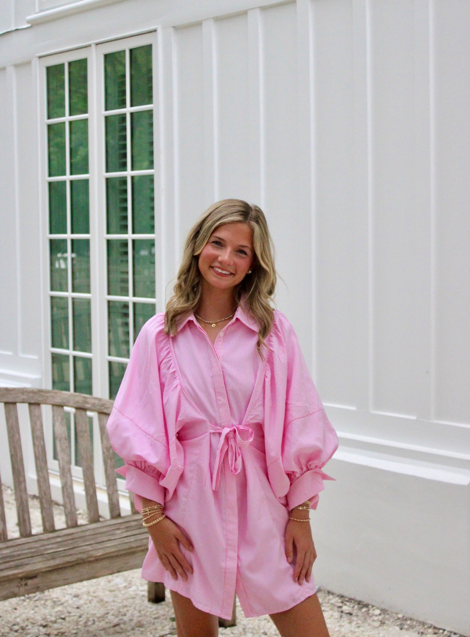 Pink Pinstripe Mini Dress