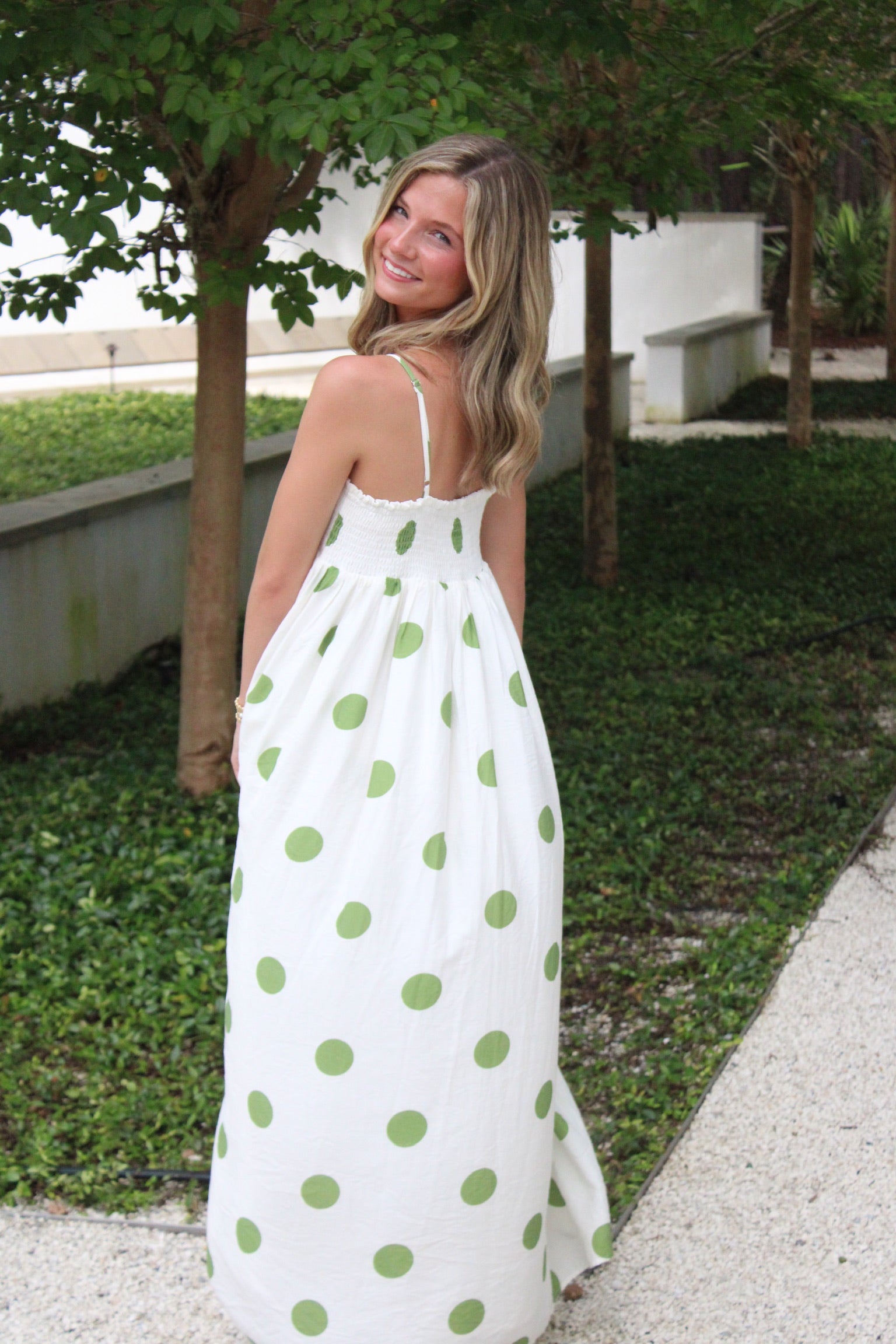 Green Polka Dot Maxi Dress