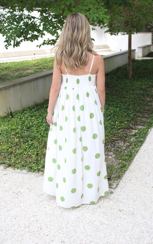 Green Polka Dot Maxi Dress
