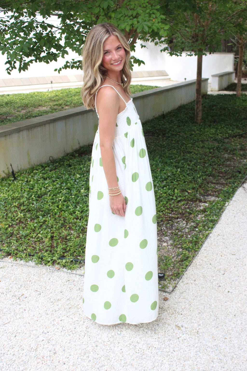 Green Polka Dot Maxi Dress